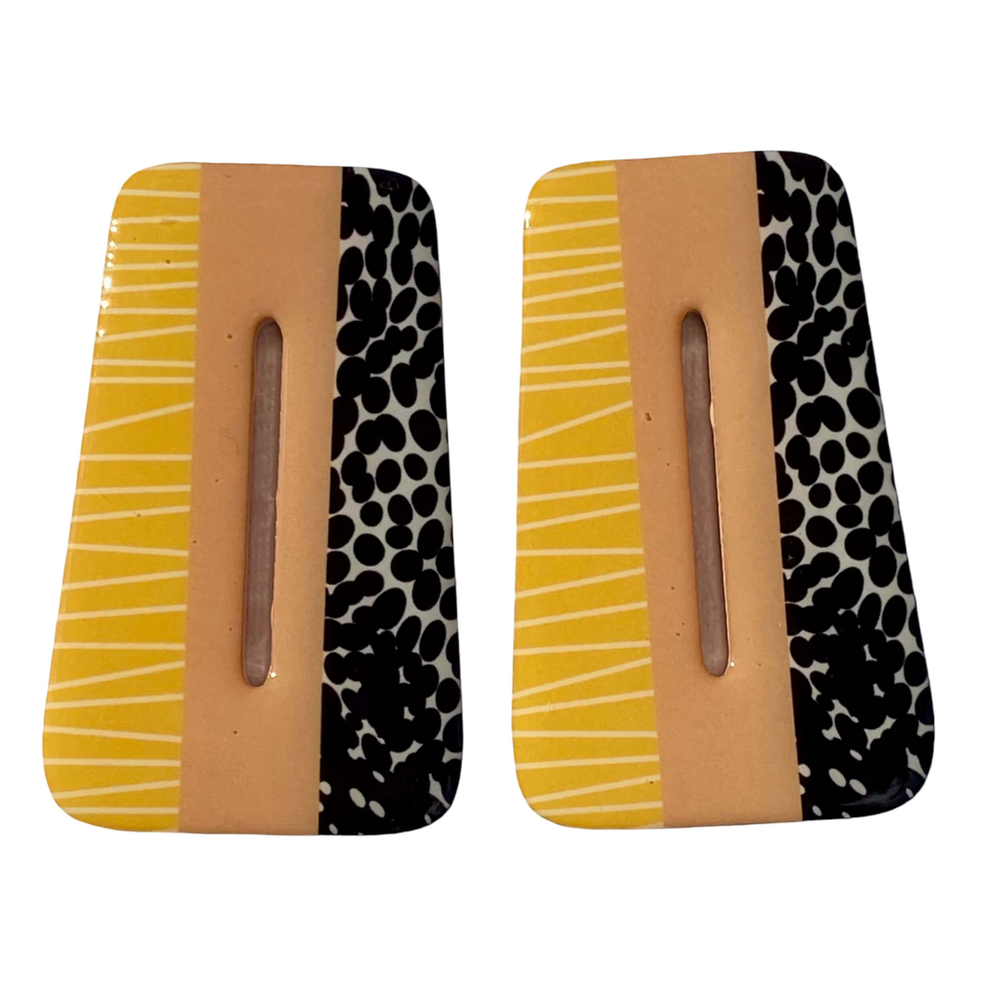 Jinx acrylic earrings in mixed patterns.  