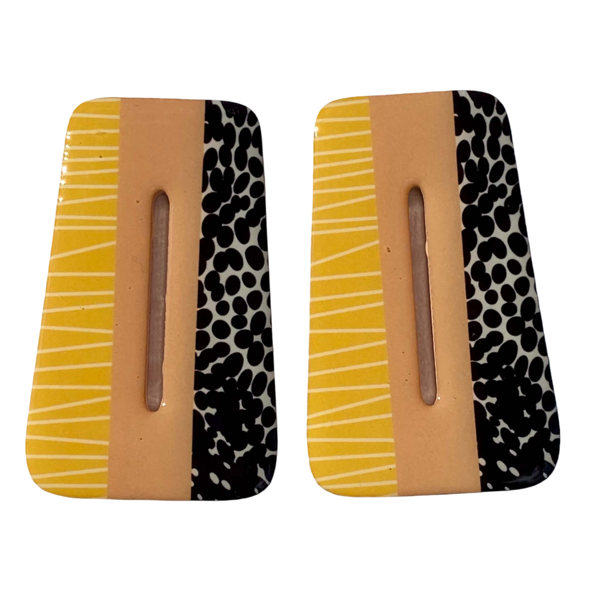 Jinx acrylic earrings in mixed patterns.  