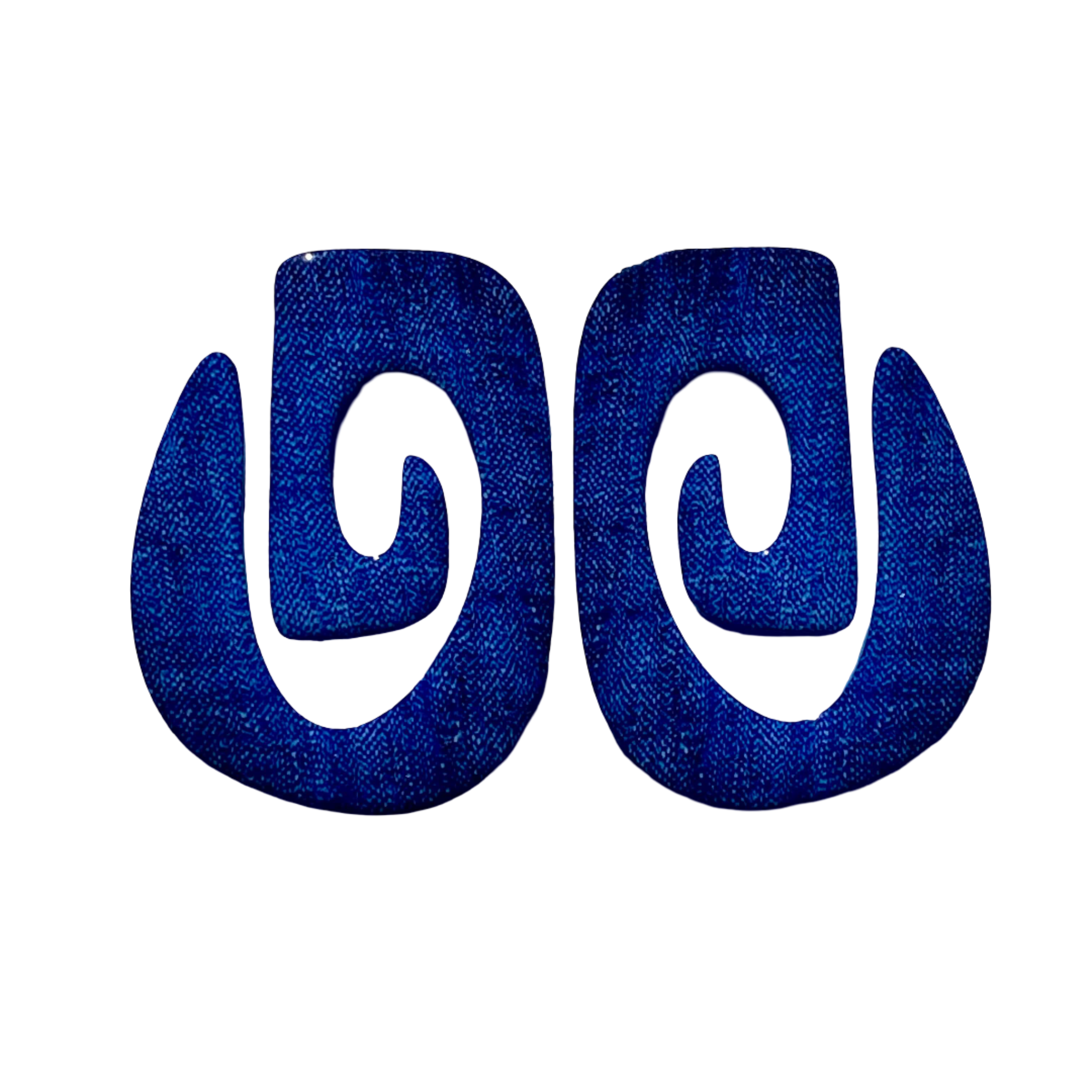 Pair of blue jean earrings design.